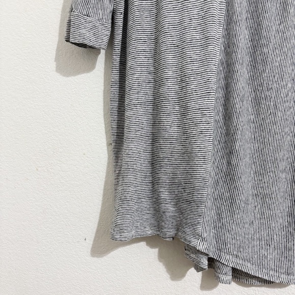 Hatch Maternity The Maley T-Shirt Linen Mini Dress in Black & White Micro Stripe - Picture 7 of 9